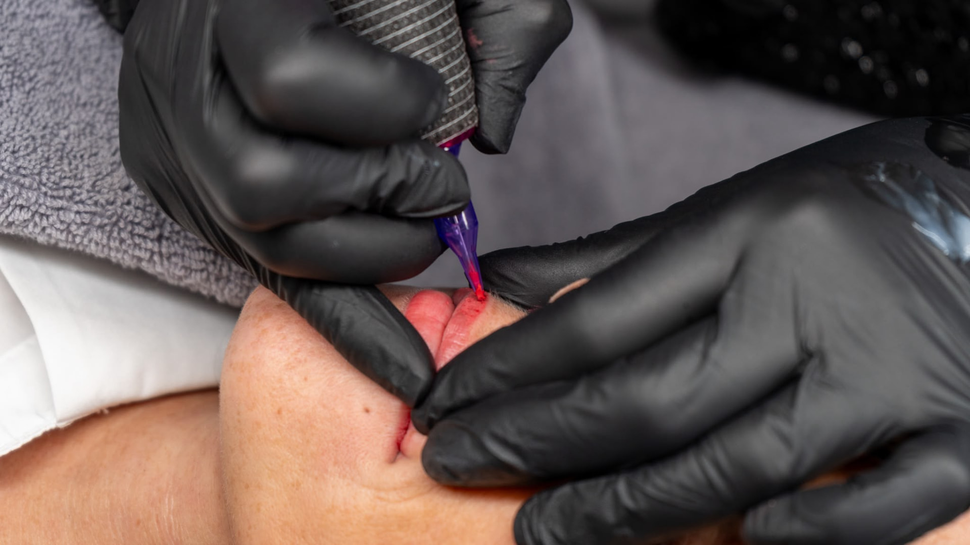 Detailaufnahme der Lippenpigmentierung bei Julia Dittrich
